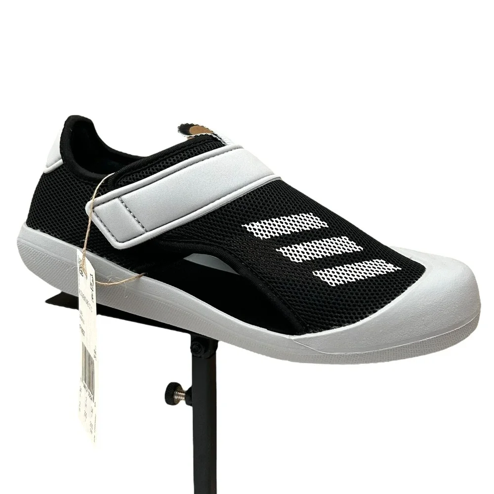 Adidas‎ Youth Boys Sporty Sandal Sz 2 Black-Gray Slip-on Closed Toe Water Shoes